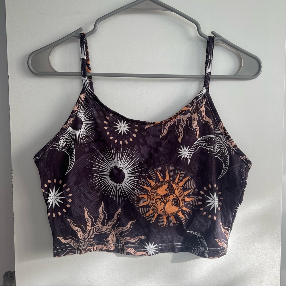 Sun and Moon Print Women's Crop Top